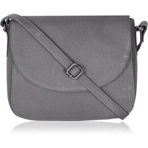 Genuine Leather Grey Crossbody Purse Women Adjustable Strap Zipper Pockets